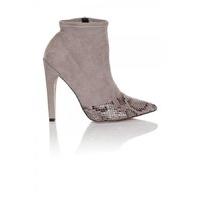 Grey Snake Toecap 'Sock' Pull on Ankle Boot