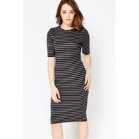 Grey Striped Bodycon Dress