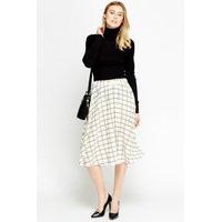 Grid Midi Swing Skirt