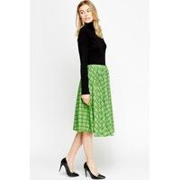 grid midi swing skirt