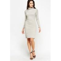 Grey Roll Neck Midi Dress