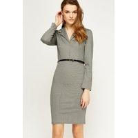 Grey Belted Midi Dress