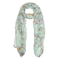 Green Bird Print Scarf