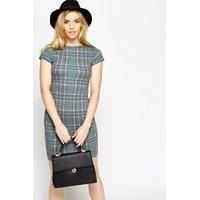 green tartan check bodycon dress