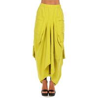 grizas skirt in silk and linen moss womens skirt in yellow