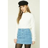 Grid-Patterned Denim Mini Skirt