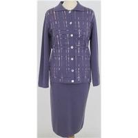 Grazia, size 10 purple knitted 3 piece skirt suit