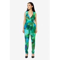 green floral cross over jumpsuit