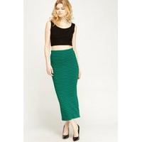 Green Ribbed Pencil Skirt