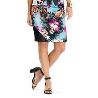 grazia hawaiian print pu trim skirt