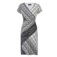 Grace Monochrome Stripe Wrap Dress, Black