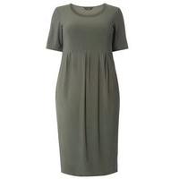 green longline pocket shift dress khaki