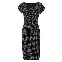 Grace Monochrome Cowl Neck Spot Dress, Black