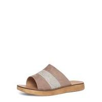 Grey Material Mix Mule Sandals, Grey