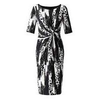 Graphic Print Twist Knot Dress