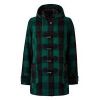 green check duffle coat length 28ins