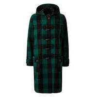 Green Check Duffle Coat Length 37ins