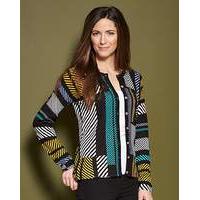 Graphic Print Crew Neck Cardigan