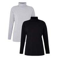 Grey/Black Pack of 2 Rollneck Tops