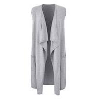 grey sleeveless waterfall cardigan