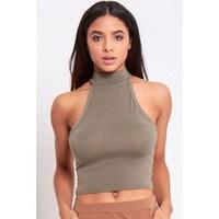 Grace Turtle Neck Sleeveless Cropped Top