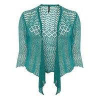 Green Fine Knit Shrug, Green