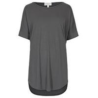 grey basic oversized rounded hem t shirt