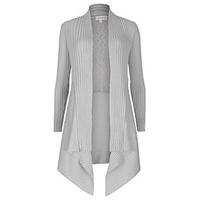 Grey Pointelle Back Waterfall Hem Cardigan