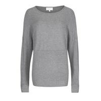 Grey Contrasting Knit Batwing Jumper