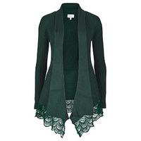 green scalloped lace waterfall hem cardigan