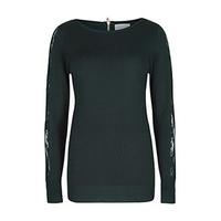 green lace arm panel fine knit jumper