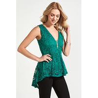 green floral lace peplum top