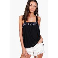 Gracie Tassle Trim Top - black