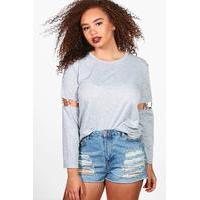 Grace Eyelet Sleeve Top - grey