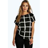 Grid Print Oversize Tee - multi