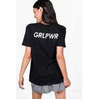 GRL PWR Slogan T-Shirt - black