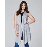 grey sleeveless waterfall cardigan