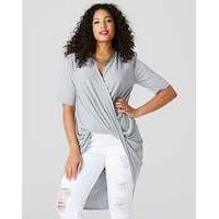 Grey Marl Wrap Ruched Tunic