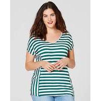 Green Stripe V-neck T-shirt