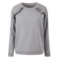 Grey Marl Ruffle Shoulder Sweatshirt