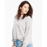 Grey Marl Balloon Sleeve Sweatshirt