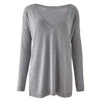 Grey Marl V Neck Jumper