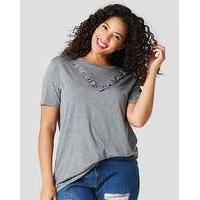 Grey Marl Chevron Ruffle T-shirt