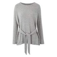 Grey Soft Touch Tie Front Jersey Top