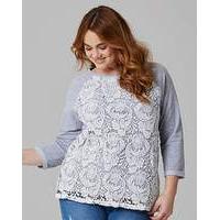 greyivory lace front sweatshirt