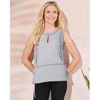 Grey Ladder Insert Top With Peplum Hem