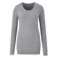 Grey Marl Ribbed Crew Neck Jumper