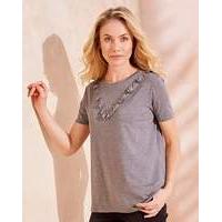 Grey Marl Chevron Ruffle T-shirt