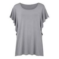 Grey Ruffle Sleeve Jersey Top