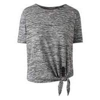 Grey Space Dye Tie Front T-shirt